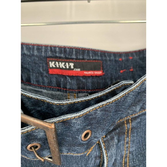 Vtg Kikit Maurice Sasson Sassoon Denim Belted Stretch Wide Leg‎ Flare Sz 12 Jean - Picture 2 of 8